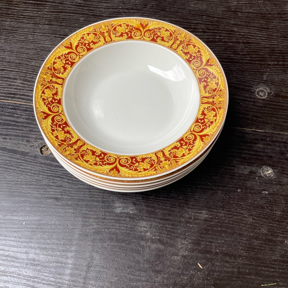 Lynn's China, in the Valetta Red pattern Set of 6 8.5” Soup Bowls